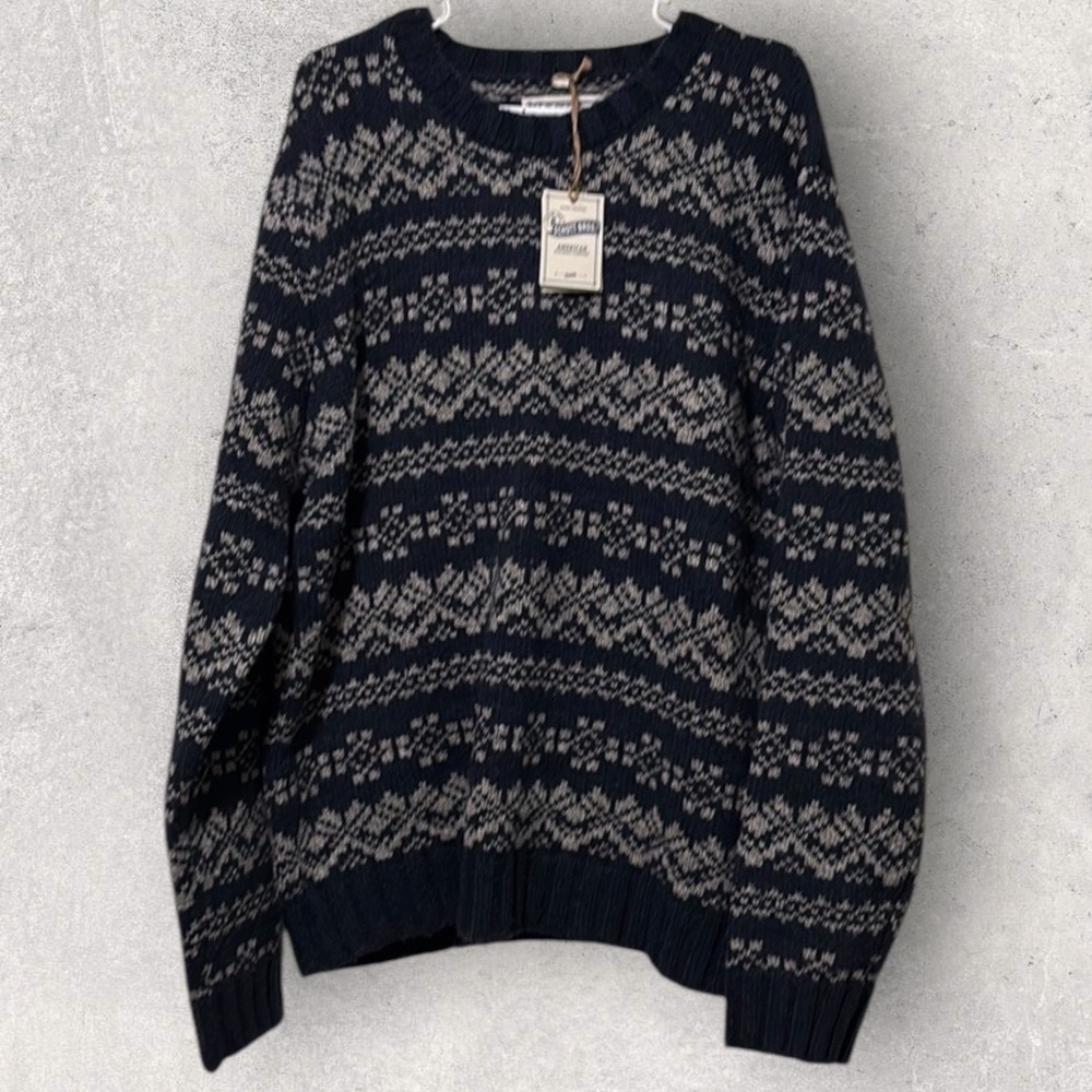 NWT Schott Bros Wool Crew Neck Heavy Sweater Men’s Size XXL Blue Gray